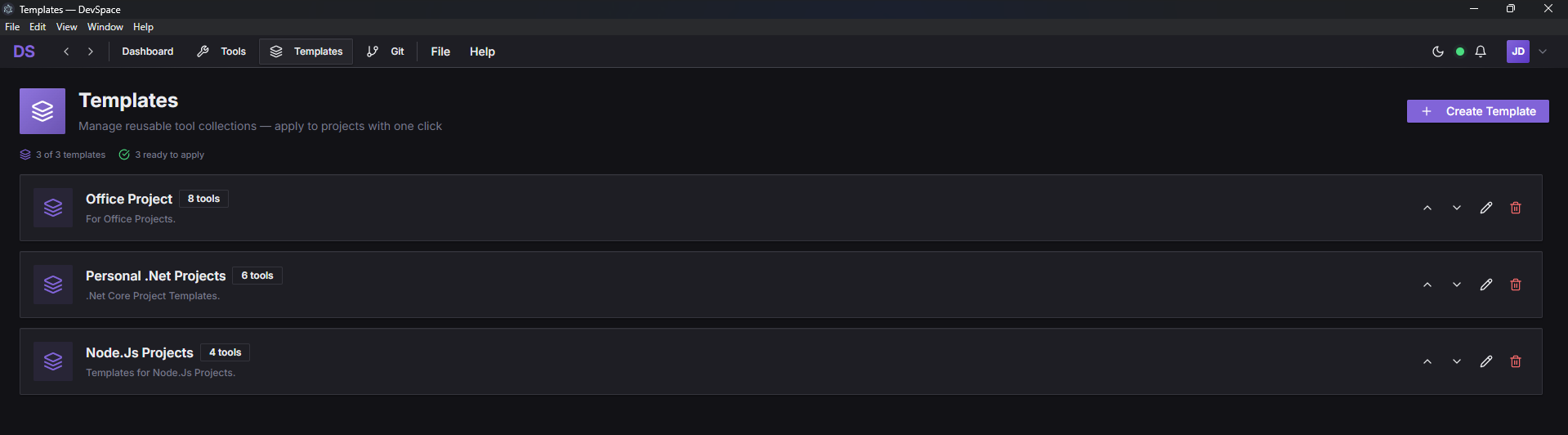 Tool templates