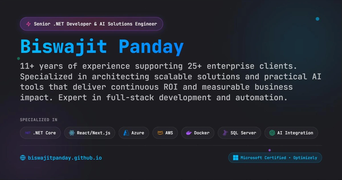 Biswajit Panday - Senior .NET Developer & AI Solutions Engineer